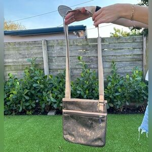 Michael Kors jet set mirror metallic crossbody bag, chrome